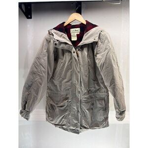 Vintage L.L. Bean Womens Medium Hooded Jacket Parka Coat Cotton Outer Wool Inner